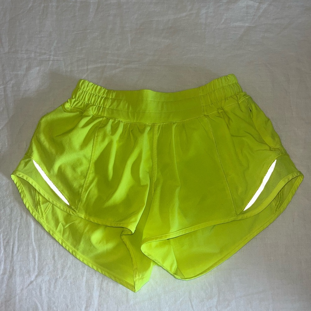 Neon yellow lululemon shorts